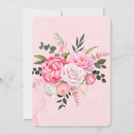 Invitation Élégant unique rose PeonY Mariage (Dos)