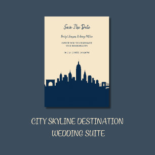 Invitation Elégant Urban Chic Skyline destination Mariage