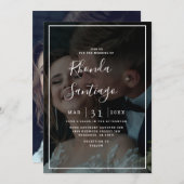 Invitation Élégant Vellum noir & blanc superposition Mariage  (Devant / Derrière)