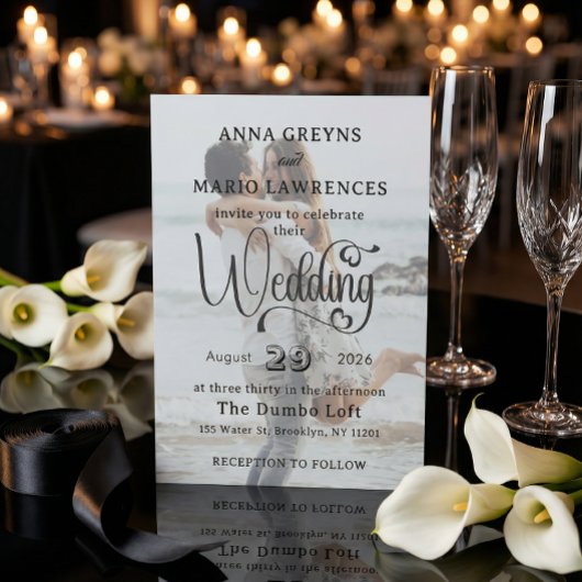 Invitation Elegant Vellum Overlay Modern 2 Photo Wedding