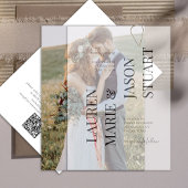 Invitation Élégant Vellum réel superposition QR Code Mariage 