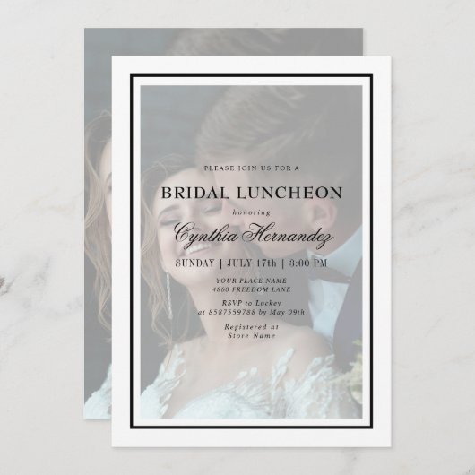 Invitation Élégant Vellum Typographie Script Bridal Luncheon (Devant / Derrière)