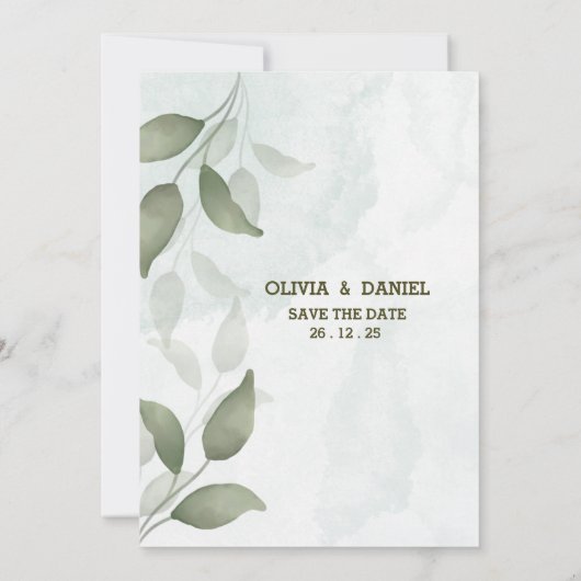 Invitation Elégant Verdure Eucalyptus Feuille Rustique Mariag (Dos)