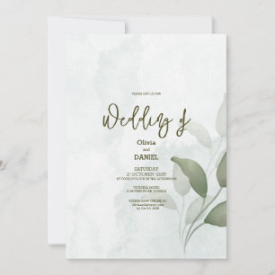 Invitation Elégant Verdure Eucalyptus Feuille Rustique Mariag