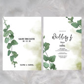Invitation Elégant Verdure Eucalyptus Feuille Rustique Mariag