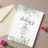 Invitation Elégant Verdure Eucalyptus Feuille Rustique Mariag