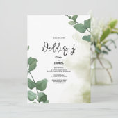 Invitation Elégant Verdure Eucalyptus Feuille Rustique Mariag (Debout devant)