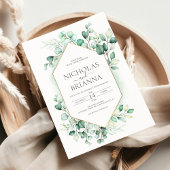 Invitation Elégant Verdure Eucalyptus Or Rustique Mariage