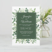 Invitation Elégant Verdure Eucalyptus Rustique Mariage (Debout devant)