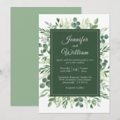 Invitation Elégant Verdure Eucalyptus Rustique Mariage (Devant / Derrière)