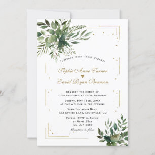 Invitation Elégant verdure Gold Confetti Mariage