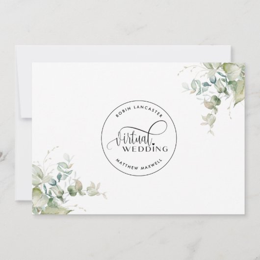 Invitation Élégant verdure, Mariage virtuel en ligne (Dos)