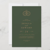 Invitation Élégant verdure Monogramme Décontracté Mariage pho (Devant)