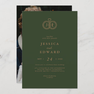 Invitation Élégant verdure Monogramme Décontracté Mariage pho