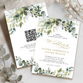 Invitation Élégant verdure Rustique Botanique QR Code Mariage