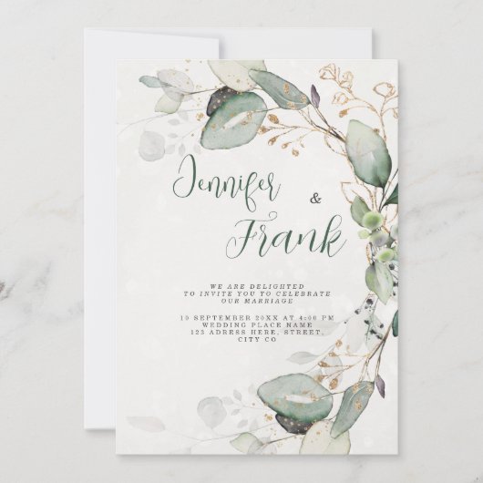 Invitation Élégant verdure Rustique Eucalyptus Floral Mariage (Devant)