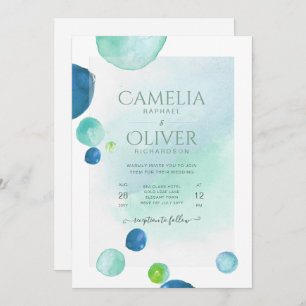 Invitation Elégant verre de mer Aquarelle Boho Mariage Invita