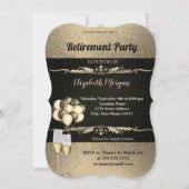 Invitation Elégant verre de vin or, Ballons, Parti de retrait (Devant)