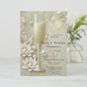 Invitation Elégant verre Pearl & Champagne 30e Mariage Anniv (Debout devant)