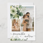 Invitation Elégant Vert 5 Photo Collage Rustique Mariage (Dos)