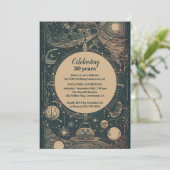Invitation Élégant Vert Argent Tarot Mariage Anniversaire (Debout devant)