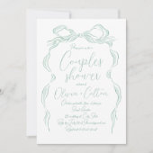 Invitation Elégant vert clair main tiré Couples de la boîte d (Devant)