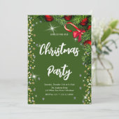 Invitation Élégant vert, diamant, arbre de Noël (Debout devant)