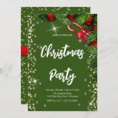 Invitation Élégant vert, diamant, arbre de Noël (Devant / Derrière)