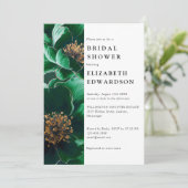 Invitation Élégant Vert Émeraude Floral Code QR Enterrement d (Debout devant)
