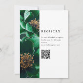 Invitation Élégant Vert Émeraude Floral Code QR Enterrement d (Dos)