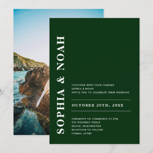 Invitation Élégant Vert Émeraude Moderne Photo Mariage simple