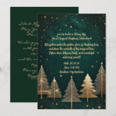 Invitation Elégant Vert et Or avec thème de nuit étoilé (Devant / Derrière)