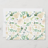 Invitation Élégant vert et or floral photo Baptême (Dos)