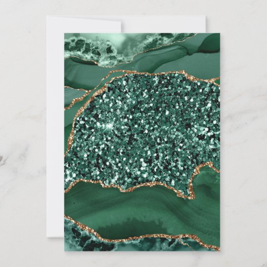 Invitation Elégant vert et or Parties scintillant Agate Quinc (Dos)