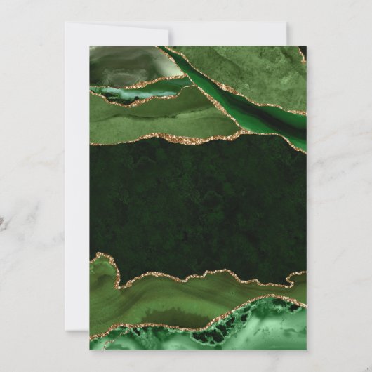 Invitation Elégant vert et or Parties scintillant Agate Quinc (Dos)