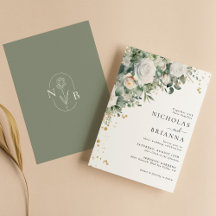 Elégant vert Eucalyptus Rose blanche Mariage
