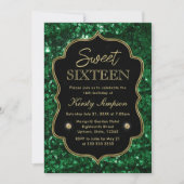 Invitation Elégant Vert Faux Parties scintillant & Gold Winte (Devant)