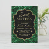 Invitation Elégant Vert Faux Parties scintillant & Gold Winte (Debout devant)