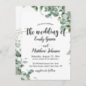 Invitation Elégant vert Floral Eucalyptus Mariage (Devant / Derrière)