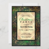 Invitation Élégant vert floral faux or Noël (Devant)