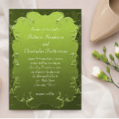 Invitation Élégant Vert Flouris & Scrolls Mariage classique