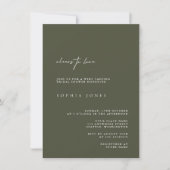 Invitation Elégant vert foncé moderne douche nuptiale Invitat (Devant)