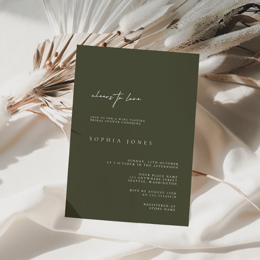 Invitation Elégant vert foncé moderne douche nuptiale Invitat