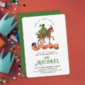 Invitation Élégant Vert Médiéval Noble Chevalier Royal Horse