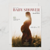 Invitation Élégant Vert & Minimaliste Brown, Avec Photo (Devant / Derrière)