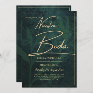 Invitation Elegant Vert Or Espagnol BODA QR Code RSVP
