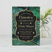 Invitation Elégant Vert & Or Parties scintillant Agate Quince (Debout devant)