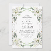 Invitation Élégant Vert or verdure RÉHEARSAL DÎNER (Devant)