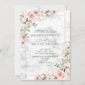 Invitation Élégant vert pâle Dusty rose Mariage floral (Devant)