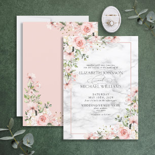 Invitation Élégant vert pâle Dusty rose Mariage floral